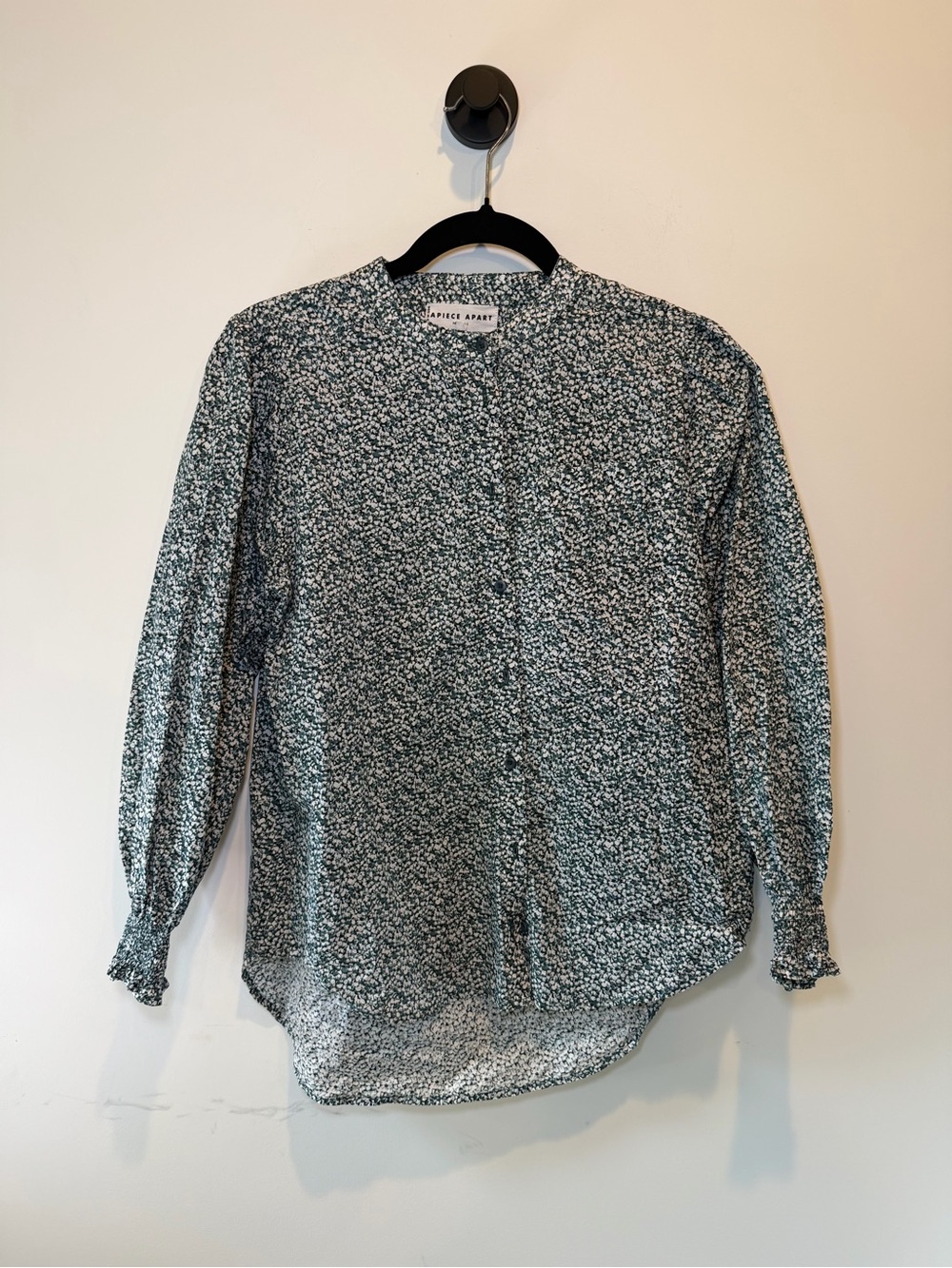 Apiece Apart Green and White Ditsy Floral Button-Up Blouse